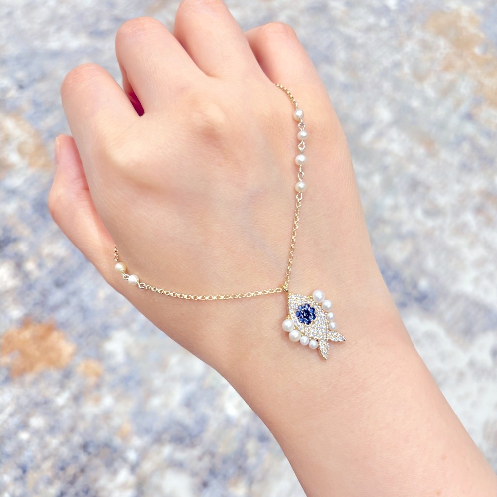 APM Monaco Gold Fish Necklace with Pearls